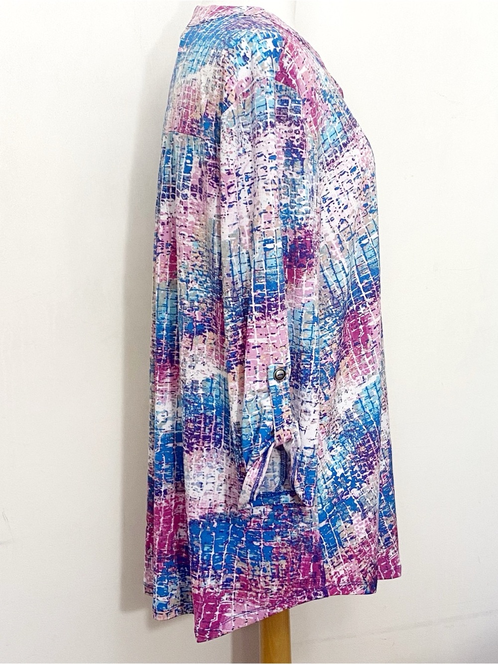 Dear Scarlett Oversized Pink and Blue Abstract Print 3/4 Sleeve Tunic XL - Picture 4 of 8